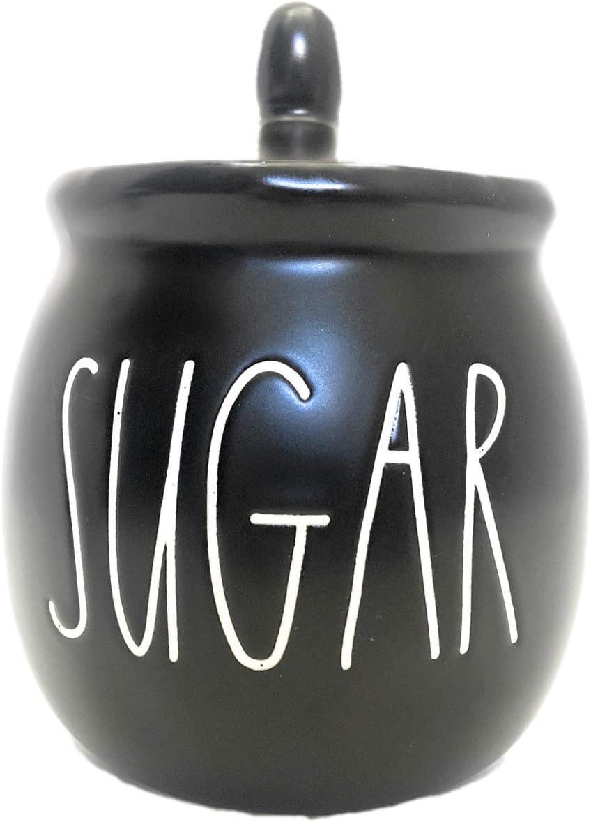 Rae Dunn by Magenta Large Letter Sugar Bowl Black