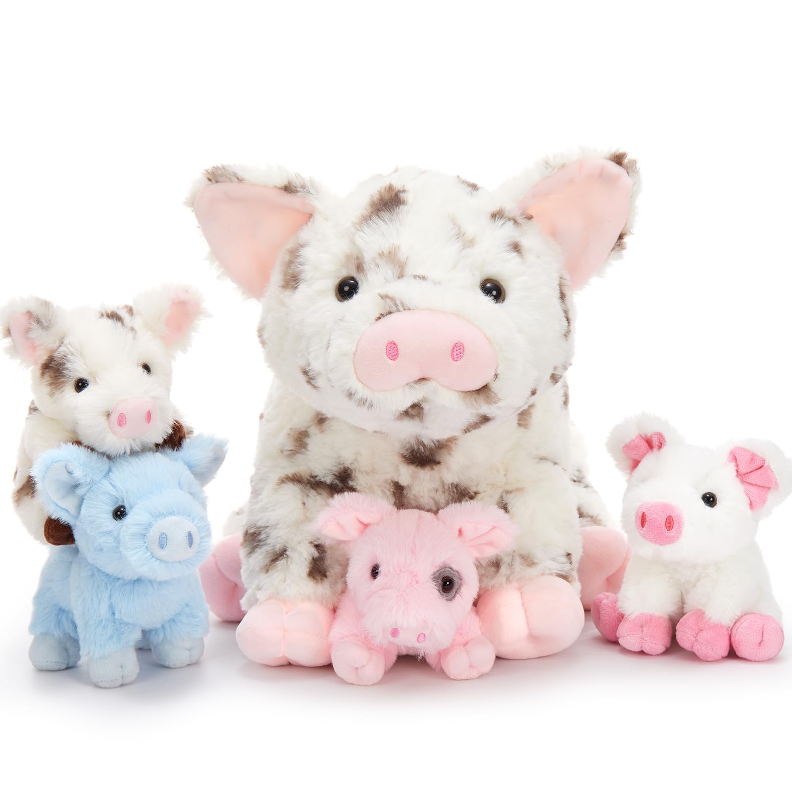 Karister 5Pcs Spotted Pig Stuffed Animal, 16โ Mommy Pig Plush with 4 Soft Cuddly Baby Pig Plushies in Mother Pig's Belly, Farm Animal Chirstmas Birthday Gift for Girls Boys Kids, Baby Shower Decor Image Karister 5Pcs Spotted Pig Stuffed Animal, 16โ Mommy Pig Plush with 4 Soft Cuddly Baby Pig Plushies in Mother Pig's Belly, Farm Animal Chirstmas Birthday Gift for Girls Boys Kids, Baby Shower Decor Image