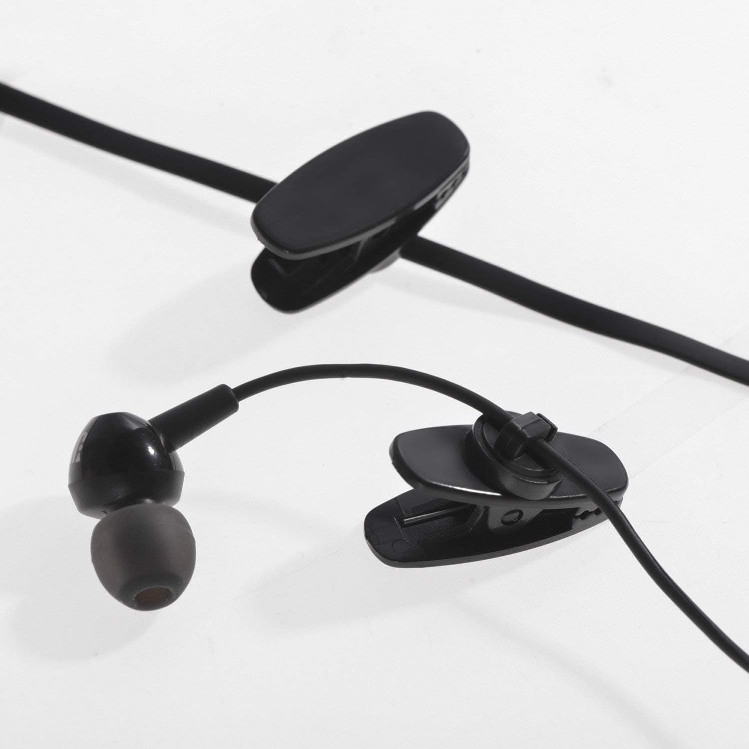 Deolven Earphone Wire Clips,12 Pieces Black Clips for Headphones Cable Clothing Clip 360 Degree Rotate Mount Clip for Earphone for Fixing Headphone Wire - Image 5