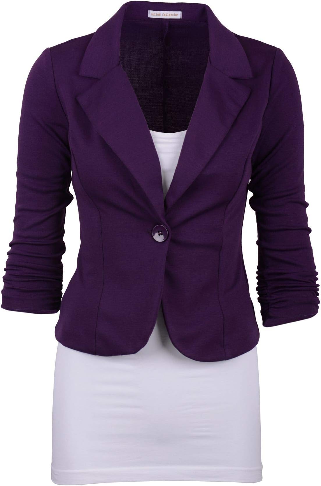 Auliné Collection Women's Casual Work Solid Color Knit Blazer