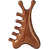 Chiorgone Sandalwood Gua Sha Massage Comb – Wooden Scalp & Face Massager for Acupressure, Stress Relief, Hair & Beard Care, Anti-Static Hair Comb for Men & Women