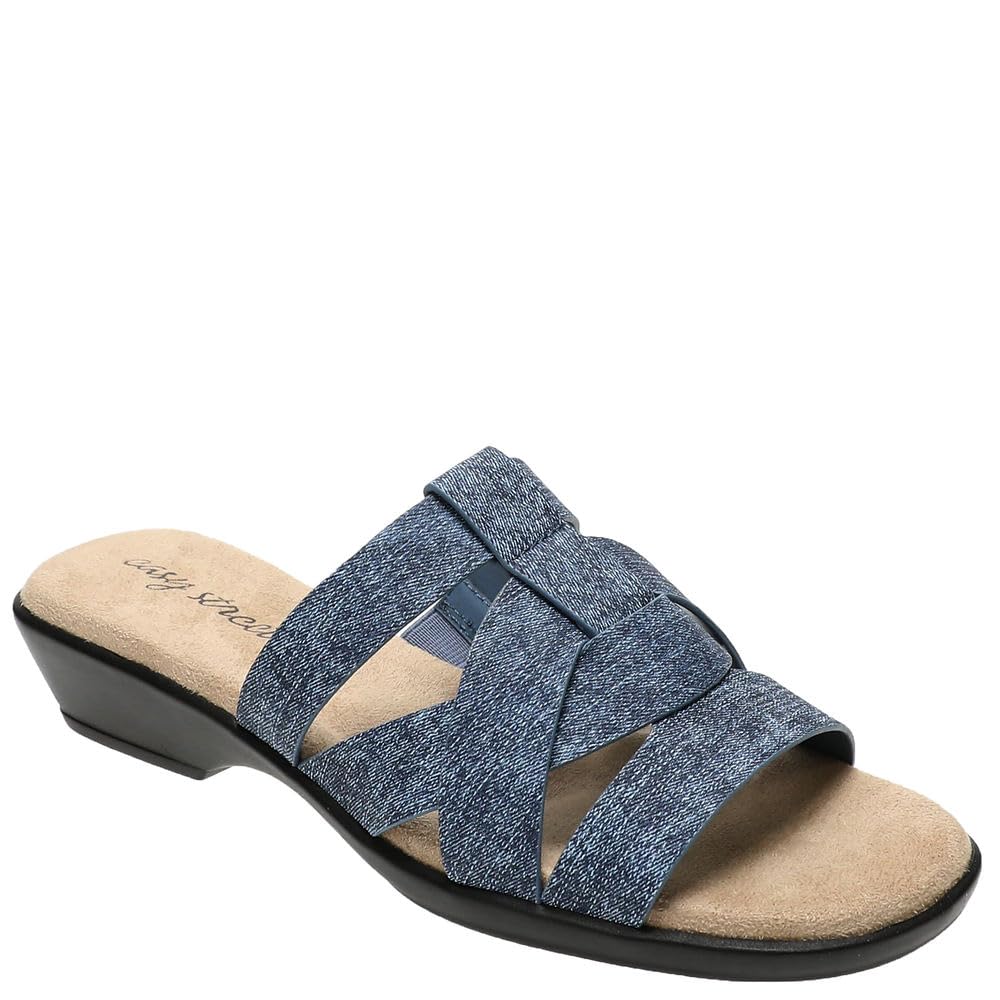 Easy Street Women’s Lakeport Slide Sandal, Denim, 8 X-Wide
