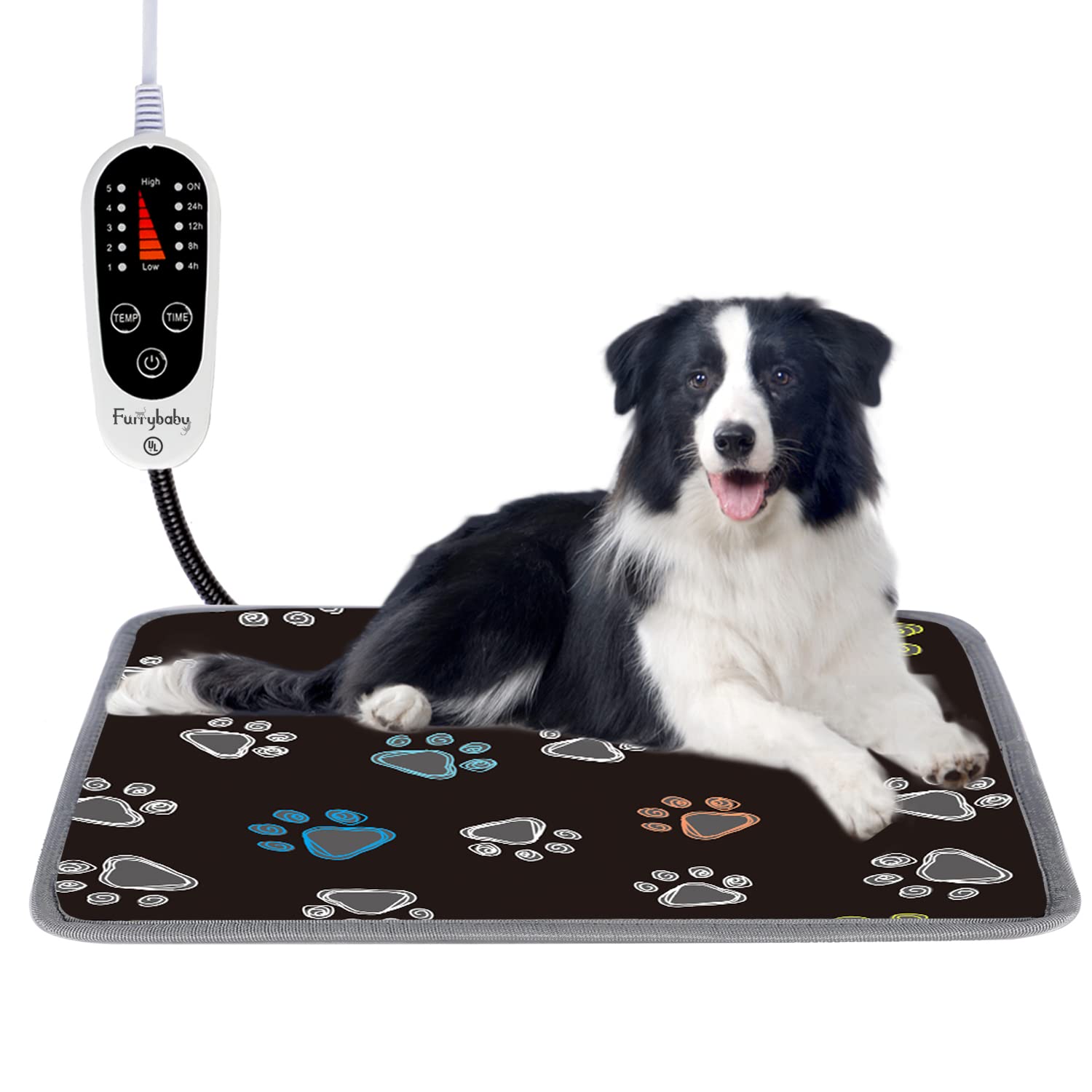 Photo 1 of furrybaby Pet Heating Pad, Waterproof Dog Heating Pad Mat for Cat with Durable Anti-Bite Tube Indoor for Puppies Dogs Cats (1 Pack Black, 34 X 24in, Temp Adjustable)