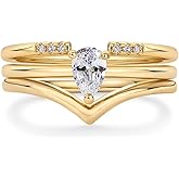 PAVOI 14K Gold Plated Stacking Rings for Women | Classy Design with Sparkling Cubic Zirconia Crystals & Opal | Everyday Jewelry