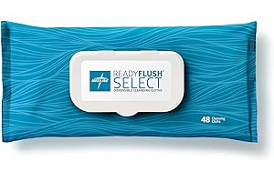 Medline ReadyFlush Select Dispersible Cleansing Cloths, Fragrance-Free, 1 Pack - Premoistened with Gentle, Hygienic, and Eco-Friendly Personal Care Solution