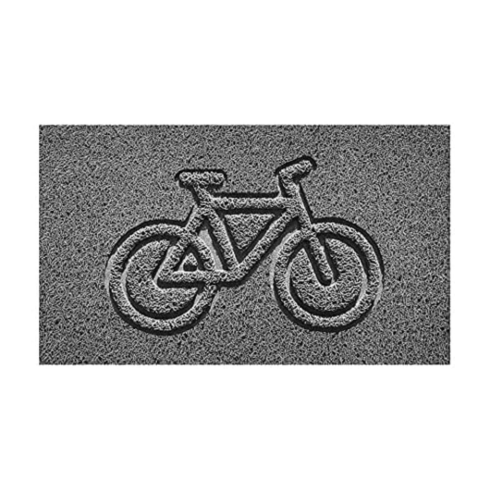 Nicoman Embossed Spaghetti Door Mat Dirt-Trapper Jet-Washable Doormat 70x43cm (Grey, BIKE Shape) - Use Outdoor ONLY
