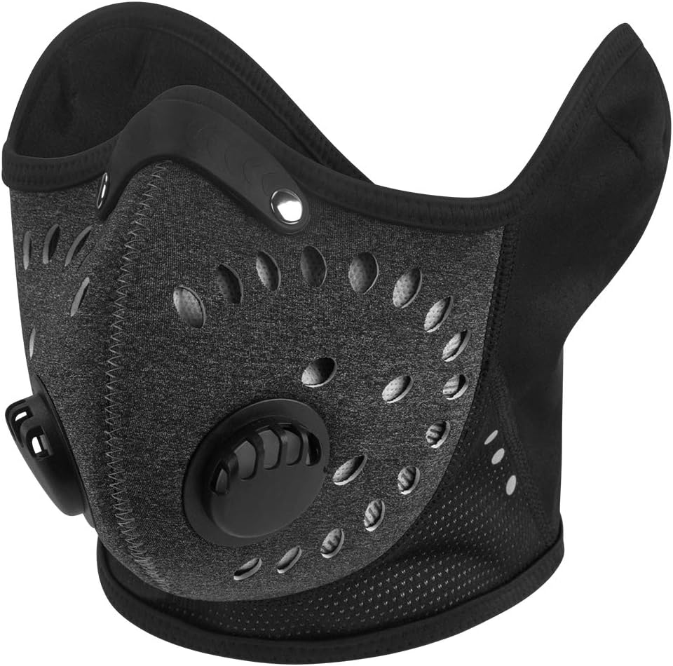 KINGBIKE Dust Mask with Windproof Ear Muff with Extra Filter ActivaCted Carbon Filter Filtration Cotton Sheet Valves Exhaust Anti Allergy PM2.5 N95 N99 (1 Filter)