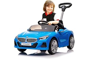 Voupou Push Ride-on Car for Toddlers 1-5, Official Licensed BMW Z4 Toddler Push Car with Adjustable Push Rod/Horn Music/Silent Wheel, Push Car for Baby Birthday Gift (Blue)