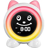 FiveHome Toddlers Sleep Training Clock, Ok to Wake Clock with Red Green Light,Emoji,Nap Timer, Gift Idea for Toddler Girls Bo