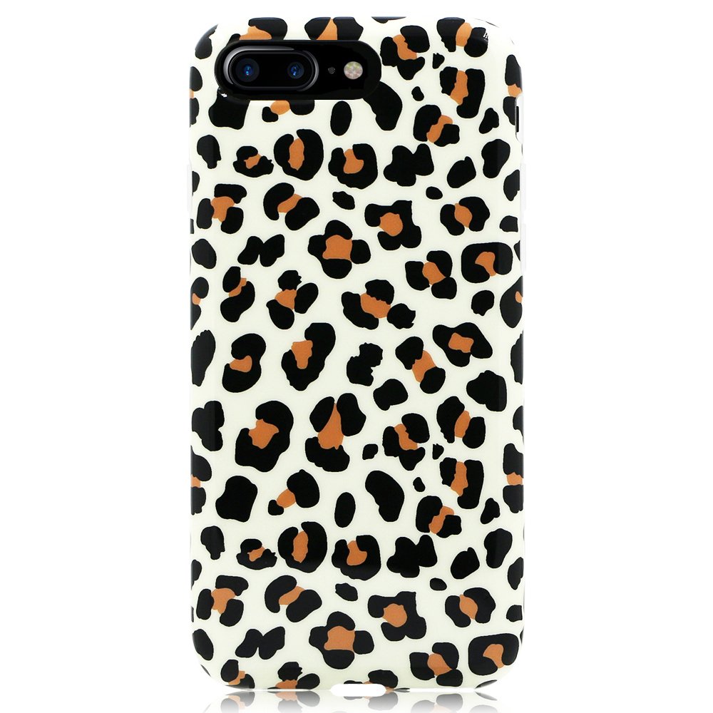 GoldSwift Flexible Soft Rubber Gel Case for iPhone 8 Plus, iPhone 7 Plus, iPhone 6S Plus and iPhone 6 Plus (Brown Leopard Print)