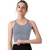 Redqenting Longline Sports Bra for Women with Removable Padded,Sexy Criss Cross Back Strappy Yoga Bras Workout Tank Tops