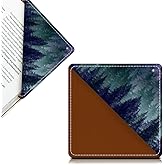 AFYEWKC Cute Leather Bookmarks, Fun Triangle Making Corner Bookmark, Book Accessories for Reading Book Lovers, Unbreakable Page Markers for Women Men Galaxy Space Forest