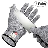 2 Pairs Cut Resistant Gloves, LKY DIGITAL High Performance Level 5 Protection, Food Grade Kitchen Glove for Hand Safety while Cutting, Cooking, doing Yard Work(Medium)