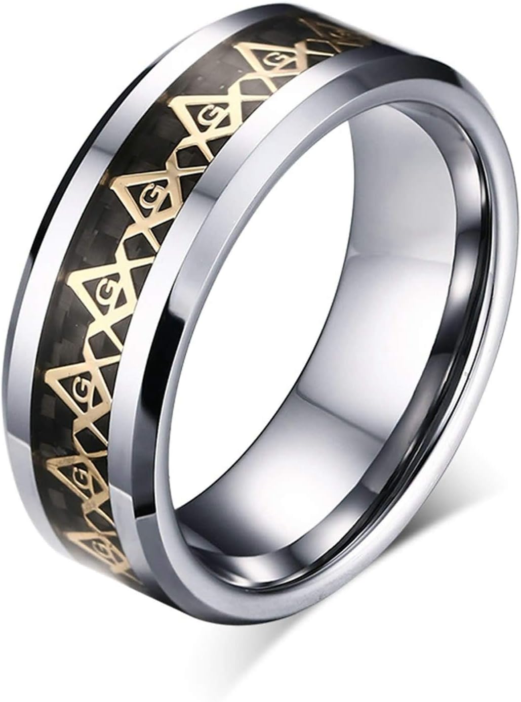Aooaz Tungesten Steel Ring Band Masonic Sign High Polished Biker Rings