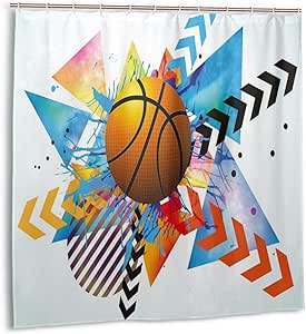Dfform Cortina de Ducha,Baloncesto Frente a Zigzag ...
