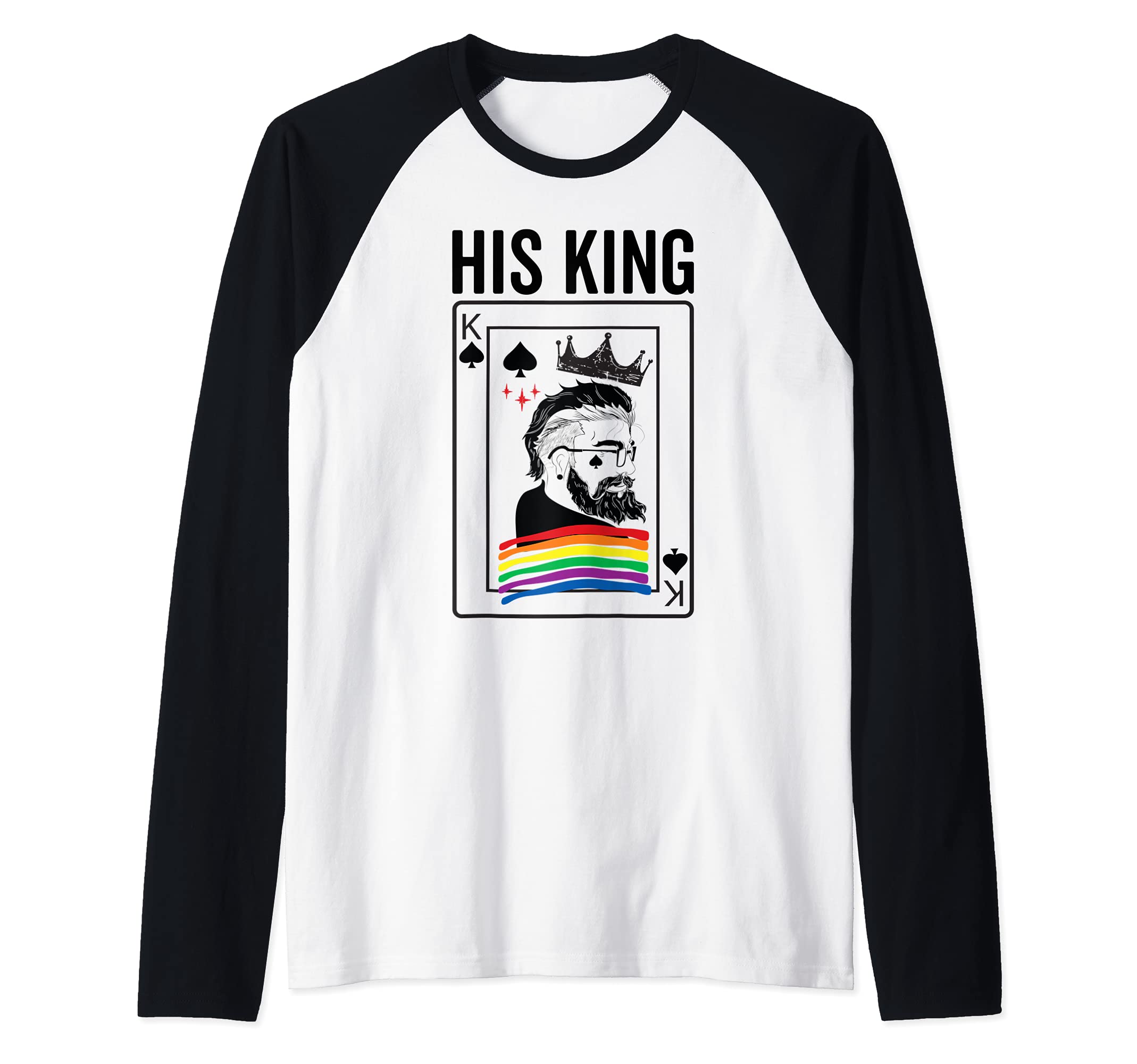 His King Playing Card Meme Gay Husband Partner Matching Raglan Baseball Tee