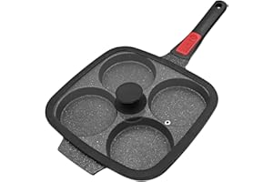 RANX INGST 10 inch Large Egg Frying Pan with Lid, 4 Cups Pancake Pan Nonstick Fried Egg Pan with Detachable Handle Induction 