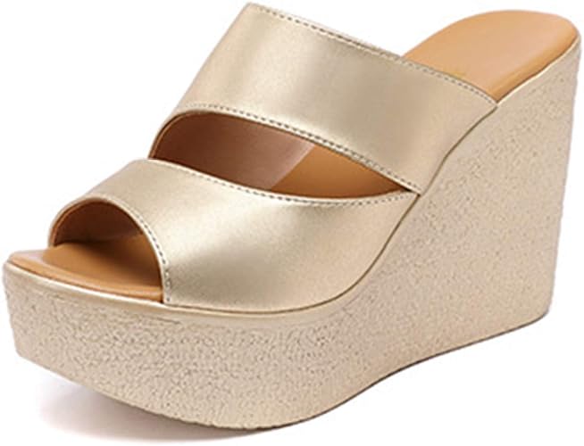 Amazon Lecmt ウェッジソール 厚底サンダル レディース スリッパ サンダル レディース サボサンダル レディース 美脚 ハイヒール サンダル ミュール 大きいサイズ 厚い靴底 夏 シューズ 美脚 靴 おしゃれ ヒール11cm 防滑 黒 ミュール