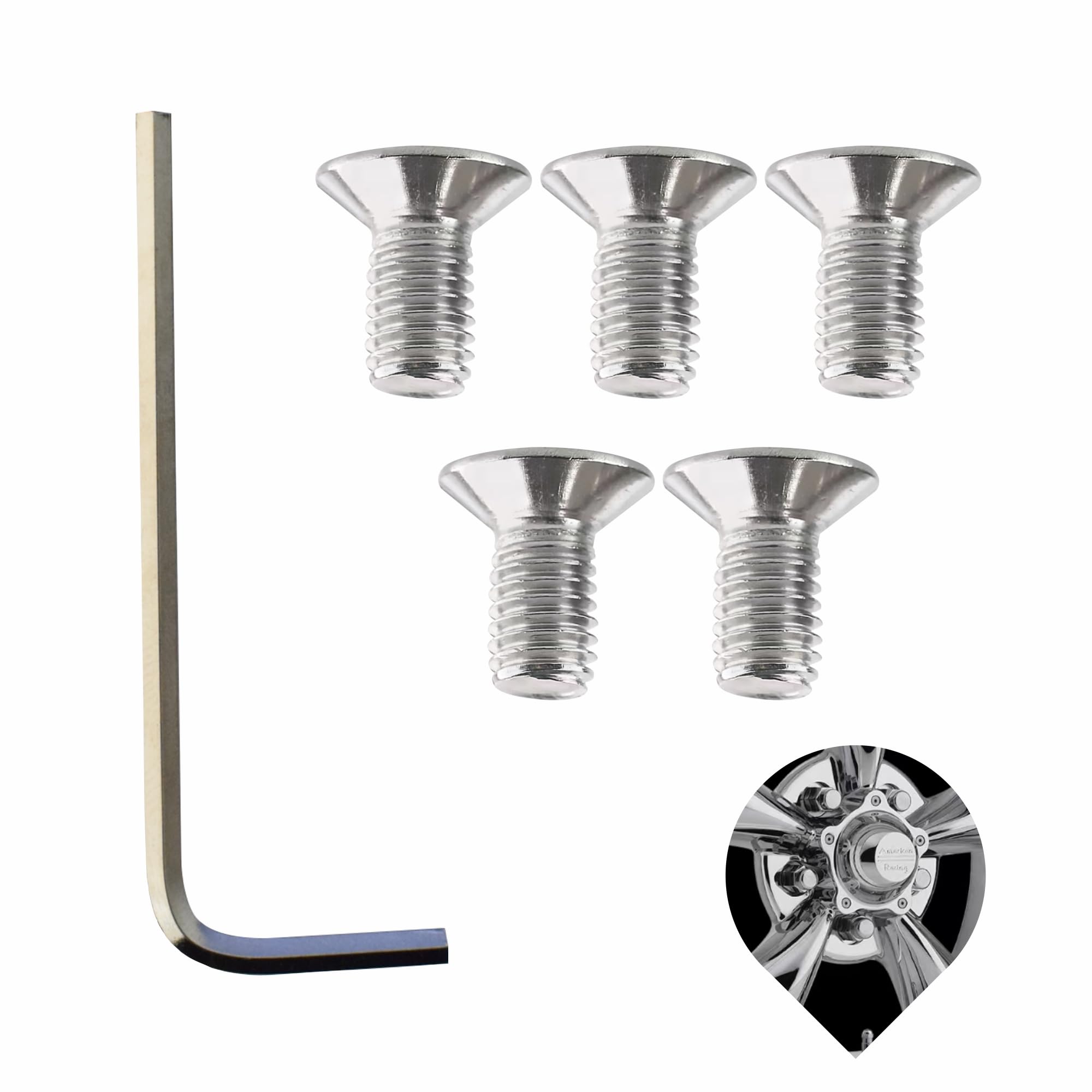 Photo 1 of 30-Pack 970076 Wheel Center Cap Screws with Allen Wrench, Fit for American Racing Torq Thrust Wheels, Fuel, Advan Racing
