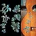 Inlay Stickers for Ukuleles - Honu Family & Tropical Monstera Leaves - Abalone Blue, UK-273HF-BL-AZ