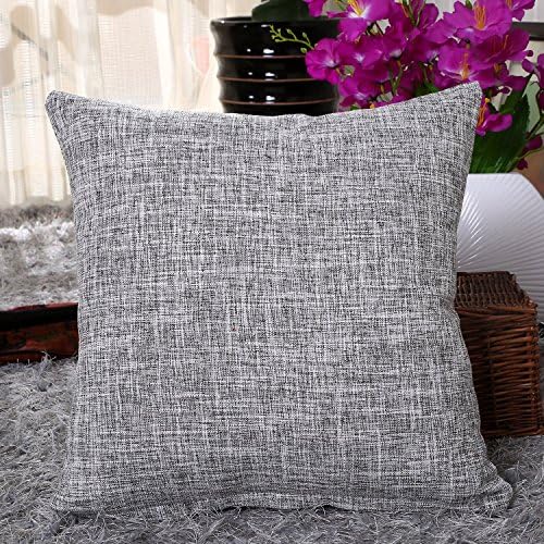 Chaowei Chair Cushion Covers Supersoft Linen Square Throw Toss Pillow Cushion Cover for Sofa 18 x 18 Inch No Pillow Insert (gray)