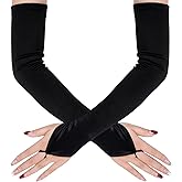 Jmkcoz Fingerless Elbow Long Opera Party Gloves for Women 1920s 20s Satin Gloves Costume Glove for Wedding Evening Dress