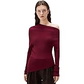 SUUKSESS Women Cashmere Off Shoulder Pullover Sweater Ribbed Knit Long Sleeve Shirts
