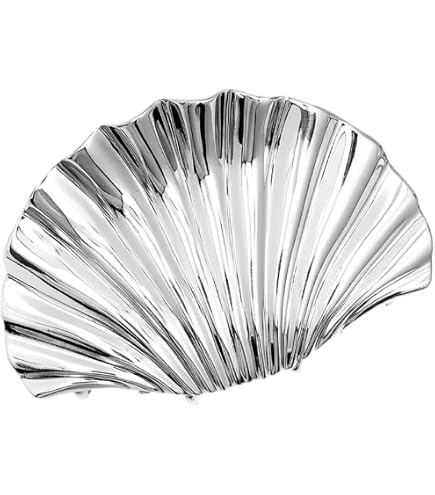 Amazon.com: Kilshye Shell Hair Claw Clips Silver Metal Hair  display picture 2