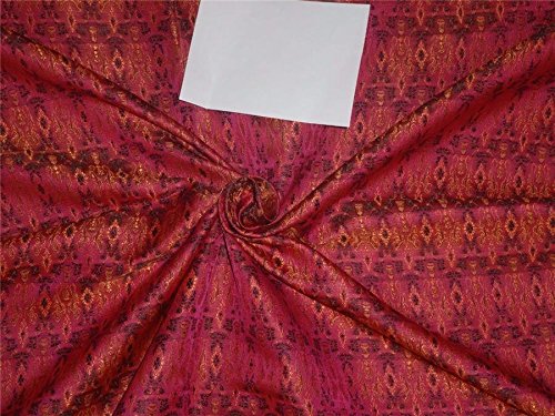 Brocade Fabric Pink, Orange x Black Color 44