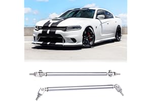 DEERMOTO 2PCS Front Bumper Lip Splitter Strut Rod 8''-11'' Adjustable Splitter Diffuser Strut Rods Tie Bars fit for Most Car Vehicles,Chevy Camaro,Dodge Challenger SRT SXT RT(Silver)