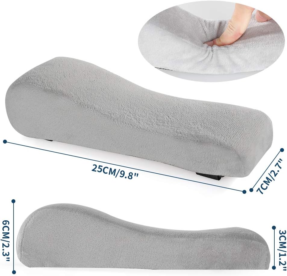 Memory Foam Arm Rest Office Chair Armrest Pads and Elevated Sloped Armrest - Universal Cushion Covers for Armrest and Elbow Relief (2 Pad Set) Gray : Office Products