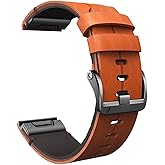 OUTVI leather watch band for garmin fenix 7/7x fenix 6/6x fenix 5x/5 plus Forerunner 965 955 935 745 epix Pro Gen 2 full grain 22mm 26mm quick fit Watch Strap replacement for Men brown