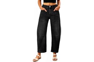 EVALESS Baggy Barrel Jeans for Womens High Waisted Wide Leg Boyfriend Denim Ankle Pants