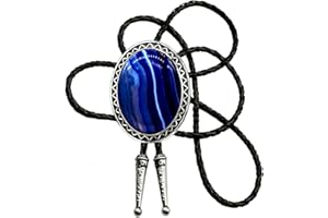 Moranse Bolo Tie with Natural Tiger Eye Stone Celtic Style Genuine and Cowhide Rope