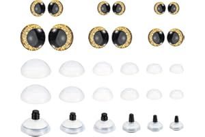 PATIKIL 14-30mm Flash Safety Eyes, 34 Set Doll Eyes with Washers Soft Buttons Realistic Colorful Crocheting Safety Eyes for D