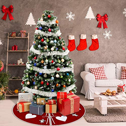 POPLAY Christmas Tree Skirt 40 inches Handmade Swedish Gnome Pattern for Holiday Decoations Xmas Tree Home Decor