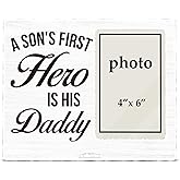 Zauly Dad Gifts Picture Frame, Fathers Day Christmas Birthday Gifts for Dad from Son, a Son's First Hero Is This Daddy Photo Frame, 4 x 6 Inch Photo