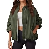 Tankaneo Womens Bomber Jacket Oversized Lightweight Zip Up Fall Winter Coat | Mock Neck, Stand Collar, Puffer Jacket, Fully Lined, Long Sleeve Outerwear, Military, Warm Utility, Pockets, Casual Loose