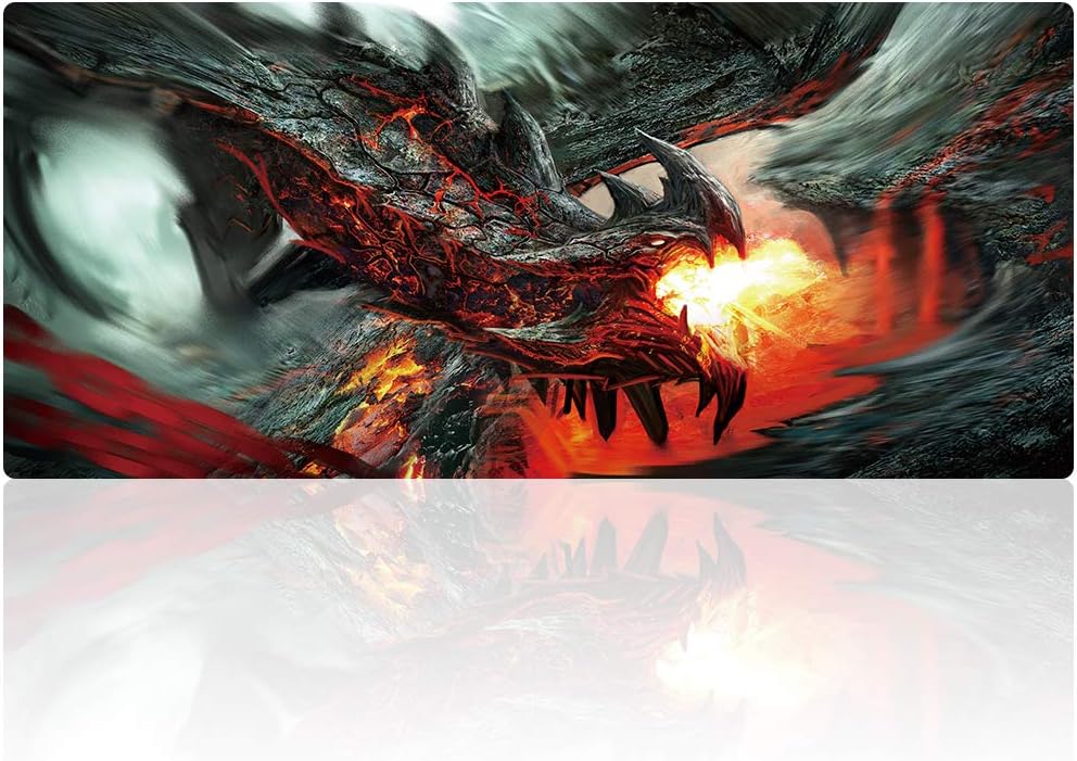 Duboon XXL Gaming Mouse Desk Pads Protector 35.4x15.7IN & Non-Slip Smooth Desk Mat Blotter Comfortable Writing Surface (90x40 firedragon012)