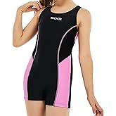 MIENOE Teen Girls' One Piece Swimsuits Kids UPF 50+ Sun Protection Bathing Suits with Chest Pads Athletic Girl Piece