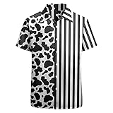 HUGLAZY Cow Print Hawaiian Shirt for Men Dalmatians
