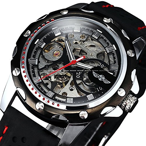 Happy Digital Luxury Sport Watches for Men Skeleton Wrist Watches Automatic Winding Mechanical Movement +Box