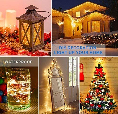 Cadena de Luces，Hisonic 10M LEDS 8 Modos luces Impermeable con Control Remoto Decoración perfecta para casa, Jardín, Boda,Fiestas,Navidad y Otras Fiestas etc. (Blanco Cálido)