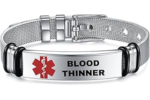 YOTHIWAD Medical Alert Bracelets for Men, Strong Durable Stainless Bracelet Medical Id Bracelets with Free Laser Engraving,Adjustable Wristband Dual-Side Engraving