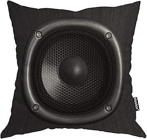 Moslion Throw Pillow Cover Speaker 18x18 Inch Music Sound Fashion Cool Young Black Square Pillow Case Cushion Cover for Home Car Decorative Cotton Linen