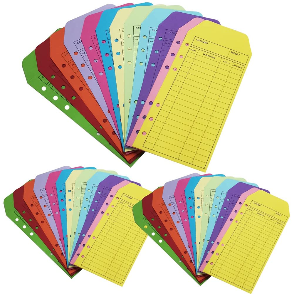 Wanjorlay 36 Pcs Expense Tracker Budget Sheet Cash Envelopes Money Envelope for Tracking Budget Money Saving, 12 Colors