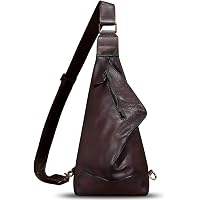 FEIGITOR Genuine Leather Sling Bag – Retro Crossbody Backpack, Chest Shoulder Daypack, Medium Size - View #12