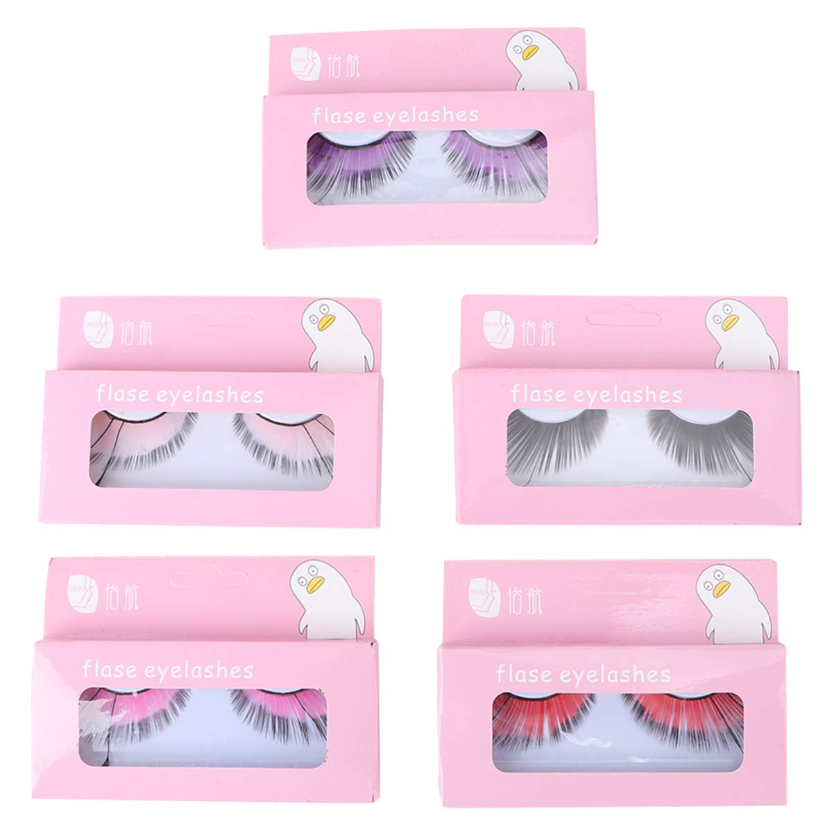 Lurrose False Eyelashes Reusable Black Lightweight Eye Accessories for Women Party Halloween Cosplay 5 Pairs