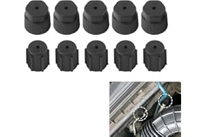 YYTQP 10 PCS R134a AC Valve Caps Kit, 13mm and 16mm Air Conditioning Service AC System Charging Port Caps, 5 PCS Black Low Side and 5 PCS Black High Side, Suitable for Most Cars