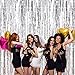 pozzolanas 4 Pack Foil Fringe Curtain Metallic Tinsel Fringe Curtains Shimmer Party Photo Backdrop Curtains for Birthday, Christmas, New Years, Weddings Party Decorations(Silver)